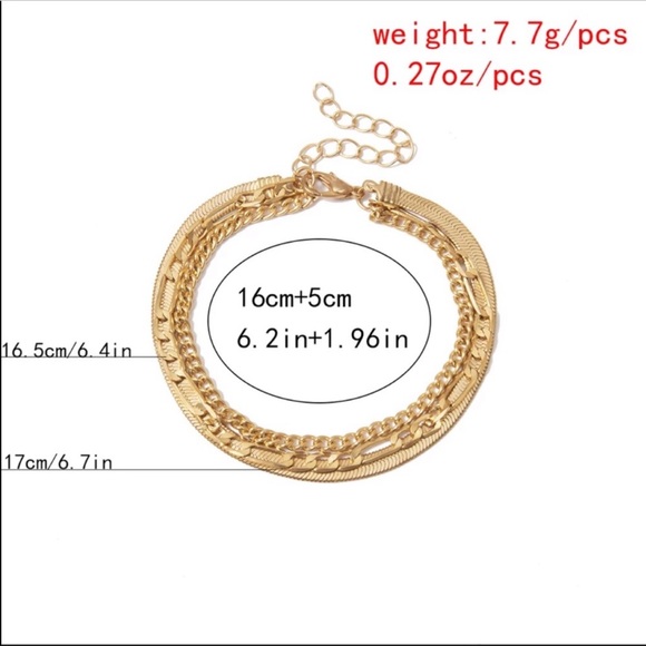 HERRINGBONE GOLD LAYERED BRACELET - Picture 3 of 3